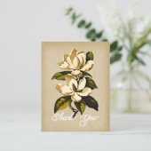 Elegante Vintage Magnolia Blume Vielen Dank Postkarte (Stehend Vorderseite)