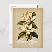 Elegante Vintage Magnolia Blume Vielen Dank Postkarte (Vorne/Hinten)