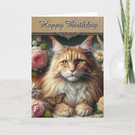 Elegante Vintage Maine Coon Cat Karte
