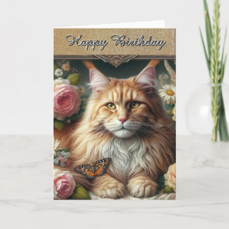 Elegante Vintage Maine Coon Cat Karte