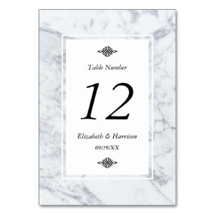Elegante Vintage Marmor Hochzeitstisch Nummer Tischnummer