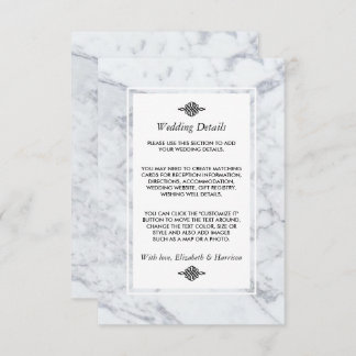Elegante Vintage Marmorhochzeit - Details Begleitkarte
