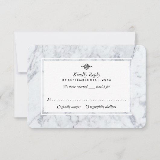 Elegante Vintage Marmorhochzeit RSVP Karte (Vorderseite)