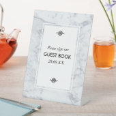 Elegante Vintage Marmorhochzeit Sockelschild (In Situ)