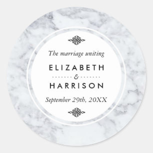 Elegante Vintage Marmorhochzeit Vielen Dank Runder Aufkleber