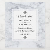 Elegante Vintage Marmorhochzeit Weinetikett (Einzelnes Label)