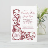 Elegante Vintage Maroon Graduation Party Einladung (Stehend Vorderseite)
