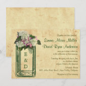 Elegante Vintage Mason Jar Hydrangea Hochzeit Einl Einladung (Vorne/Hinten)
