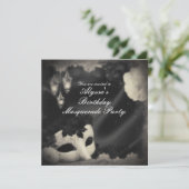 Elegante Vintage Masquerade Maske Party Einladung (Stehend Vorderseite)