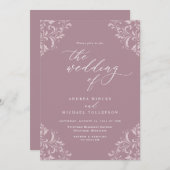 Elegante Vintage Mauve Dusty Rose Wedding Einladung (Vorne/Hinten)
