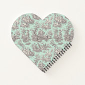 Elegante Vintage Minze Toile de jouy heart Notizblock (Rückseite)