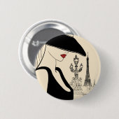 Elegante Vintage-Mode in Paris Button (Vorne & Hinten)