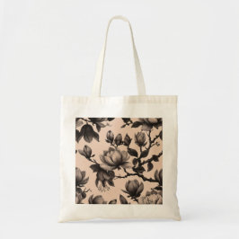 Elegante Vintage Monochrome Magnolia-Tasche Tragetasche