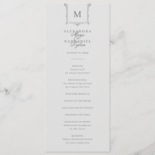 Elegante Vintage Monogram Black and White Wedding Programm