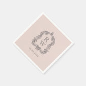 Elegante Vintage Monogram Crest Blush Pink Wedding Serviette (Ecke)
