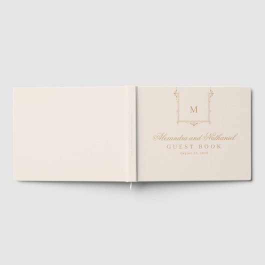 Elegante Vintage Monogram Script-Hochzeit Gästebuch (Voll)