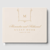 Elegante Vintage Monogram Script-Hochzeit Gästebuch (Vorderseite)