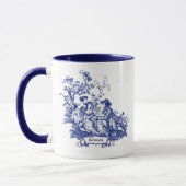 Elegante Vintage Monogramm-Blaukeil-Tasse Tasse (Links)