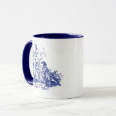 Elegante Vintage Monogramm-Blaukeil-Tasse Tasse (Vorderseite Links)