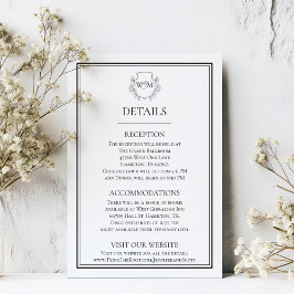 Elegante Vintage Monogramm-Hochzeit Begleitkarte