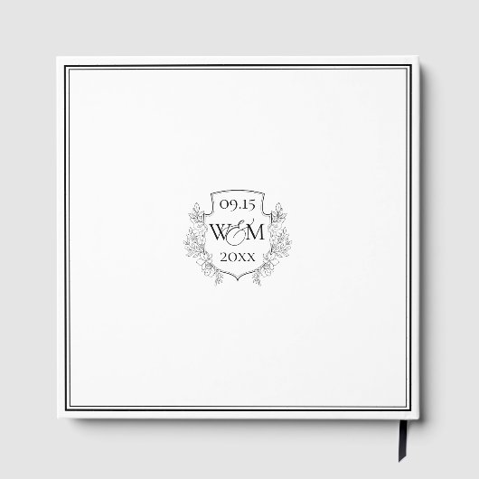 Elegante Vintage Monogramm-Hochzeit Gästebuch (Rückseite)