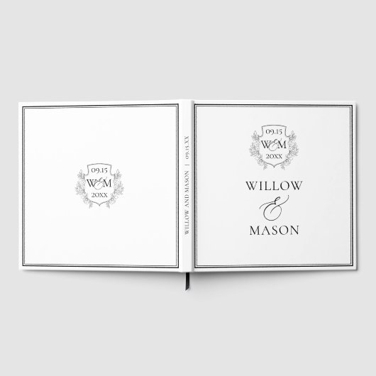 Elegante Vintage Monogramm-Hochzeit Gästebuch (Voll)