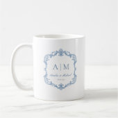 Elegante Vintage-Monogramm-Hochzeit Kaffeetasse (Links)