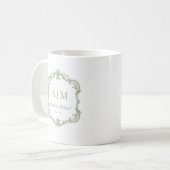Elegante Vintage-Monogramm-Hochzeit Kaffeetasse (Vorderseite Links)