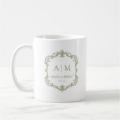 Elegante Vintage-Monogramm-Hochzeit Kaffeetasse (Links)