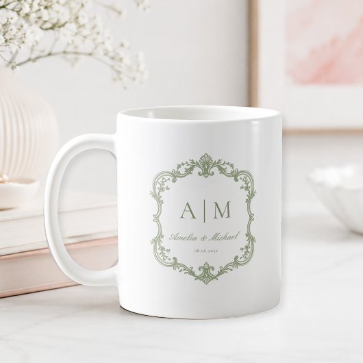 Elegante Vintage-Monogramm-Hochzeit Kaffeetasse