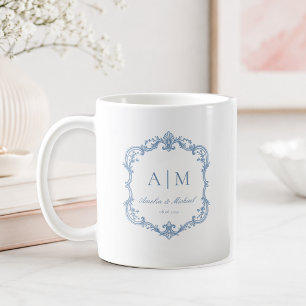 Elegante Vintage-Monogramm-Hochzeit Kaffeetasse