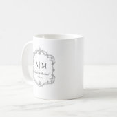 Elegante Vintage-Monogramm-Hochzeit Kaffeetasse (Vorderseite Links)