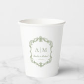 Elegante Vintage-Monogramm-Hochzeit Pappbecher (Vorderseite)