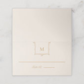 Elegante Vintage Monogramm-Hochzeit Platzkarte (Außenseite Aufgefaltet)