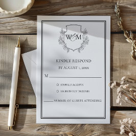 Elegante Vintage Monogramm-Hochzeit RSVP Karte