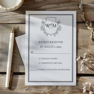 Elegante Vintage-Monogramm-Hochzeit RSVP Karte