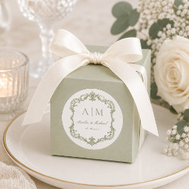 Elegante Vintage-Monogramm-Hochzeit Runder Aufkleber