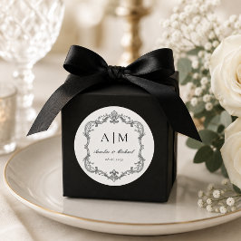 Elegante Vintage-Monogramm-Hochzeit Runder Aufkleber