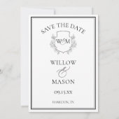 Elegante Vintage Monogramm-Hochzeit Save The Date (Rückseite)