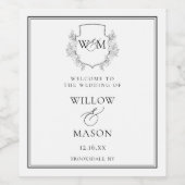Elegante Vintage Monogramm-Hochzeit Weinetikett (Einzelnes Label)