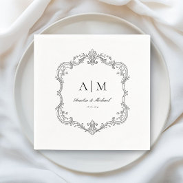 Elegante Vintage-Monogramm-Hochzeitsservietten Serviette