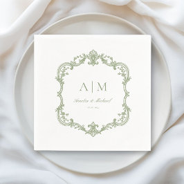 Elegante Vintage-Monogramm-Hochzeitsservietten Serviette