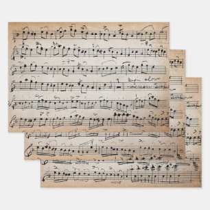 Elegante Vintage Musiknoten für Handschriftenblätt Geschenkpapier Set