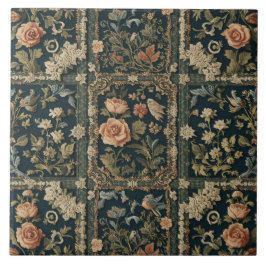Elegante Vintage-Nouveau-Floralvögel Fliese