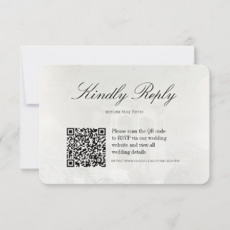 Elegante Vintage-Ölgemälde-Hochzeit mit QR-Code RSVP Karte
