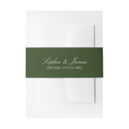 Elegante Vintage Oliven Grün Hochzeit Einladungsbanderole