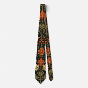Elegante Vintage-Orange- und Gelb-Blumenmuster Krawatte