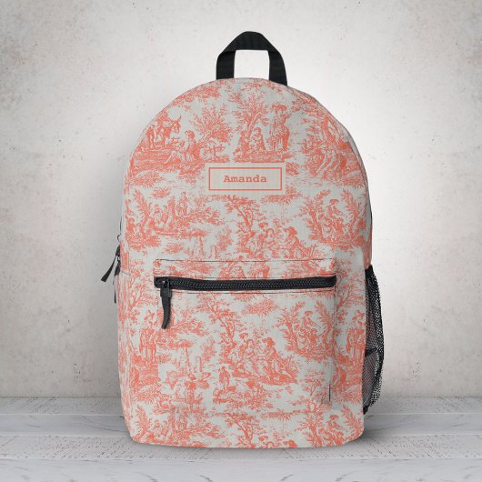 Elegante Vintage Orangentoile de jouy Bedruckter Rucksack