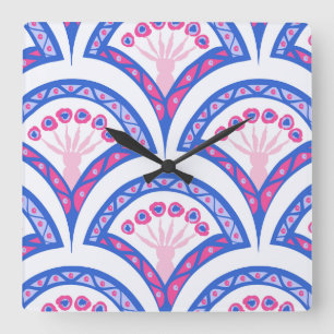 Elegante Vintage-Ornamentkunst Quadratische Wanduhr