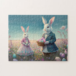 Elegante Vintage Osterbüschen, die Ostereier pflüc Puzzle